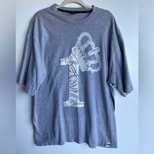 Vintage Sean John Grey Crown Number 1 Harlem Short Sleeve Shirt SZ XXL